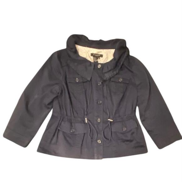 Sandro Sportswear Navy Blue Utility Jacket Drawstring Waist Size M - Picture 1 of 7